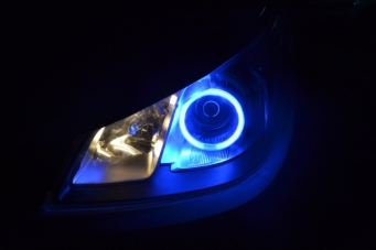 MG5车灯改装双光透镜氙气灯LED灯